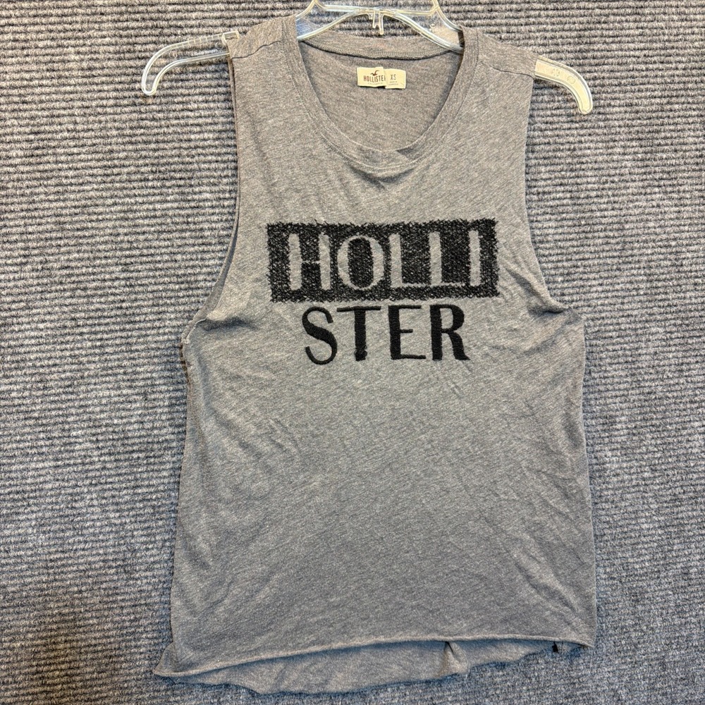 Vintage Y2K Hollister Gray Graphic Tank Top Surf Skate Streetwear Summer XSMALL